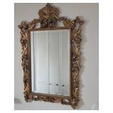 Ornately Carved Gold Gilt Wall Mirror with Decorat