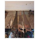 Four Vintage Handsaws with Wooden Handles