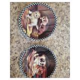 Two Decorative Plates Featuring Kitten Designs