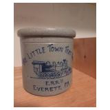 Rockdale Union Stoneware Crock with Train Motif an