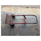 Red Metal Hand Truck with Dual Wheels and Steel Ba