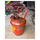 Vintage Red Metal Safety Gasoline Can with Spout a