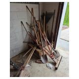 Garden and Yard Tools Including Shovels, Rakes, an