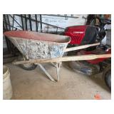 Rustic Metal Wheelbarrow with Wooden Handles