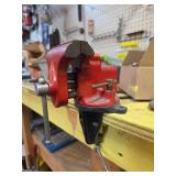 Red Cast Iron Bench Vise with Clamp-On Base