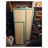 Two Green Framed Pegboard Panels