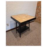 Square Tile Top Side Table with Black Wooden Frame