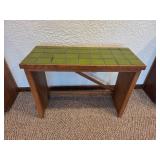Wooden Bench/Table With Green Tiled Top