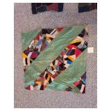 Handmade Patchwork Quilt Block with Crazy Quilt De