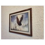 Framed Artwork Depicting a Bald Eagle in Flight