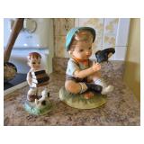 Two Goebel Figurines - Boy with Books and Boy with