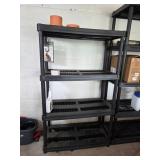 Heavy-Duty Black Plastic Shelving Unit with Four T