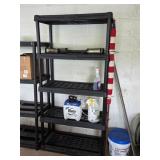 Five-Shelf Black Plastic Storage Unit