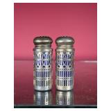 Silver and Cobalt Blue Glass Salt and Pepper Shake