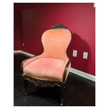 Victorian-Style Upholstered Chair with Carved Flor