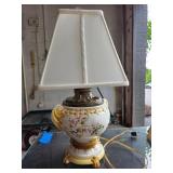 Vintage Floral Oil Lamp Converted Into Electric Ta