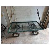 Green Metal Utility Garden Cart with Pneumatic Tir