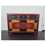 Red and Black Pier 1 Imports Sideboard with Decora
