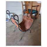 Wrought Iron and Leather Firewood Holder