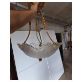 Gold and Frosted Glass Pendant Chandelier by Seoca