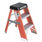 WERNER 3-Step Stool, 375 lb Cap, Fiberglass
