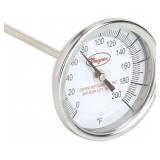 Dial Thermometer, 0  to 200 F, 48 in Stem Lg