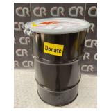 Steel Salvage Drum, 30 gal, Black/White
