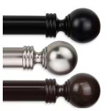 Sphere 66-115 in. Single Curtain Rod, Black