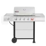 5-Burner Gas Grill Stainless Steel + Sear & Side