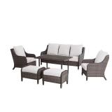 Windsor 6-Piece Wicker Patio Set with Tan Cushions