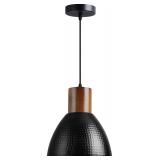 Eustace 10in Pendant Light, Wood & Metal Shade