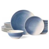 Famiware Glacier Dinnerware, Set of 18, Azure Blue