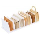 Shelf Divider, Adjustable Purse Organizer, White