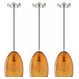 3 Pack Mini Pendant Lights 5.3" Black Seeded