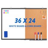 TRIPOLLO Cork & White Board Combo, 36 x 24 Inches