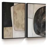 Framed Abstract Wall Art Set of 2, 16x24 in