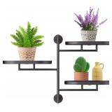 3-Tier Wall Mount Plant Holders, Black Metal
