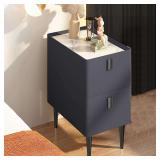End Table, Mid Century Nightstand with Stone Top