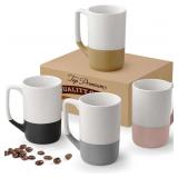 Ceramic Mug Set of 4, 16 oz, Microwave Safe