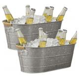 Ice Bucket, 3 Gallon Drink Buckets (Galvanized)
