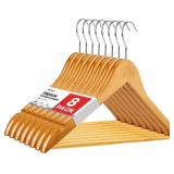 Wooden Hangers 8 Pack, Heavy Duty Wood Hangers