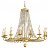 Gold Round Modern Crystal Chandelier, 33in