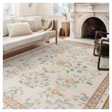 MUJOO 8x10 Area Rugs Washable, Large Floral Rugs