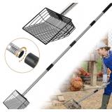 10inch Metal Chicken Poop Scooper, 24 to 68" Long