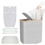 Collapsible Laundry Baskets, 2 Section with Lid