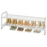 2 Tier Shoe Rack, 44" Extra Long, White