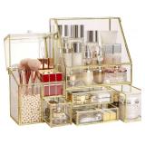 Large Glass Makeup Organizer Drawer Set (16in)