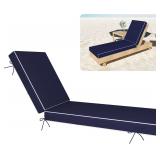 80x26in Navy Blue Waterproof Chaise Cushion