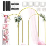 Set of 3 Metal Arch Backdrop Stand - Gold