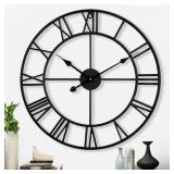 CLXEAST 24" Silent Roman Numeral Wall Clock Decor